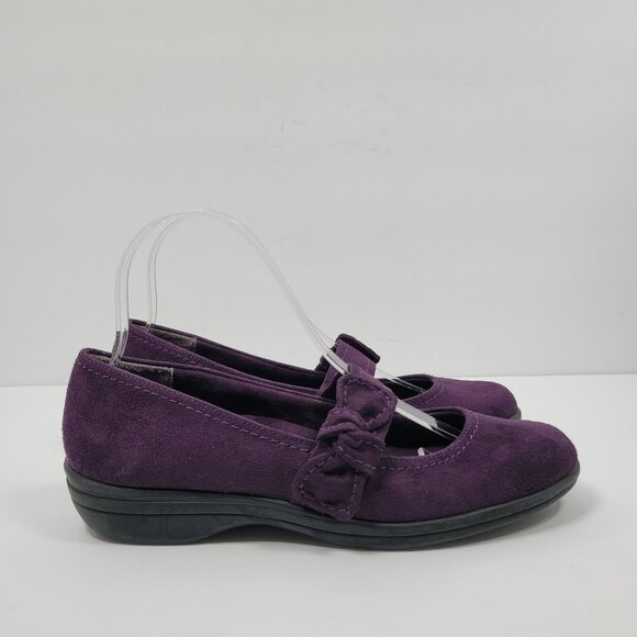 Easy Street Comfort Wave Women's Purple Mary Jean Strip Side Bow Shoes US 7.5M - Picture 1 of 8